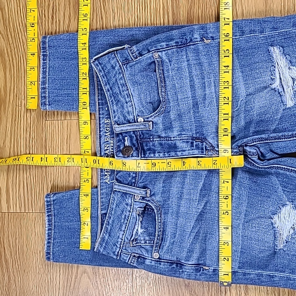 AMERICAN EAGLE 00x26 TOMGIRL 2018 PREOWNED DISTRESED DISTROYED DENIM FADED JEANS - Picture 3 of 8